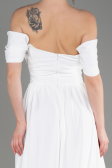 Robe de Soirée Longue Mousseline Blanc ABU3827