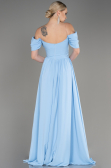 Robe de Soirée Longue Mousseline Bleu ABU3827