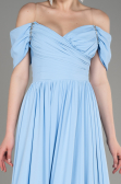 Robe de Soirée Longue Mousseline Bleu ABU3827