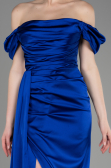 Robe De Fiançaille Satin Longue Bleu Saxe ABU1606
