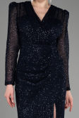Robe de Soirée Longue File Bleu Marine ABU3831