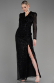 Robe de Soirée Longue File Noir ABU3831