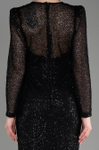 Robe de Soirée Longue File Noir ABU3831