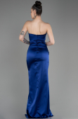 Robe de Soirée Longue Satin Bleu Marine ABU3825