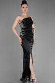 Robe de Soirée Longue Satin Noir ABU3825