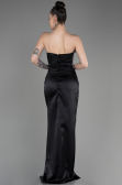 Robe de Soirée Longue Satin Noir ABU3825