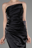Robe de Soirée Longue Satin Noir ABU3825