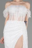 Robe de Soirée Longue Squameuse Blanc ABU3847