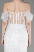 Robe de Soirée Longue Squameuse Blanc ABU3847
