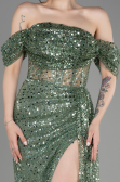 Robe de Soirée Longue Squameuse Kaki ABU3847