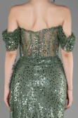 Robe de Soirée Longue Squameuse Kaki ABU3847