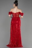Robe de Soirée Longue Squameuse Rouge ABU3847