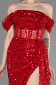 Robe de Soirée Longue Squameuse Rouge ABU3847