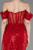 Robe de Soirée Longue Squameuse Rouge ABU3847
