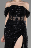 Robe de Soirée Longue Squameuse Noir ABU3847