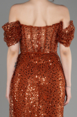 Robe de Soirée Longue Squameuse Marron Clair ABU3847