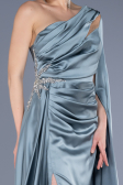 Robe De Soirée Satin Longue Turquoise ABU3545