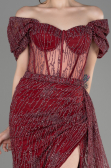 Robe de Soirée Longue Rouge Bordeaux ABU2706