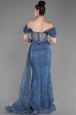 Robe De Soirée Longue Gris-Indigo ABU2706