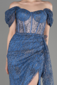 Robe De Soirée Longue Gris-Indigo ABU2706
