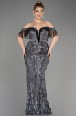 Robe De Fiançailles Grande Taille Longue Anthracite ABU3785