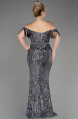 Robe De Fiançailles Grande Taille Longue Anthracite ABU3785