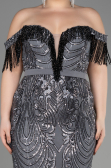 Robe De Fiançailles Grande Taille Longue Anthracite ABU3785