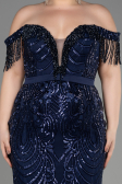 Robe De Fiançailles Grande Taille Longue Bleu Marine ABU3785