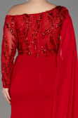 Robe De Soirée Grande Taille Dantelle Longue Rouge ABU3512