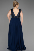 Robe de Soirée Longue Mousseline Bleu Marine ABU3856
