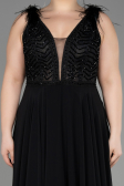 Robe de Soirée Longue Mousseline Noir ABU3856