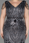 Robe De Fiançailles Grande Taille Longue Squameuse Anthracite ABU3845