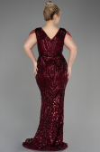 Robe De Fiançailles Grande Taille Longue Squameuse Rouge Bordeaux ABU3845