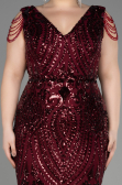 Robe De Fiançailles Grande Taille Longue Squameuse Rouge Bordeaux ABU3845