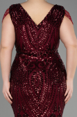 Robe De Fiançailles Grande Taille Longue Squameuse Rouge Bordeaux ABU3845