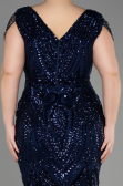 Robe De Fiançailles Grande Taille Longue Squameuse Bleu Marine ABU3845