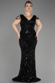 Robe De Fiançailles Grande Taille Longue Squameuse Noir ABU3845