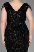 Robe De Fiançailles Grande Taille Longue Squameuse Noir ABU3845