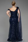 Robe de Soirée Longue Squameuse Bleu Marine ABU3857