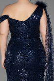Robe de Soirée Longue Squameuse Bleu Marine ABU3857