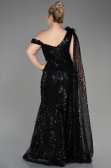 Robe de Soirée Longue Squameuse Noir ABU3857