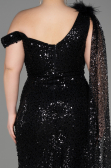Robe de Soirée Longue Squameuse Noir ABU3857