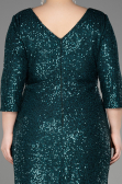 Robe Grande Taille Squameuse Longue Émeraude ABU3258