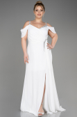 Robe De Soirée Grande Taille Mousseline Longue Blanc ABU3742
