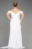 Robe De Soirée Grande Taille Mousseline Longue Blanc ABU3742