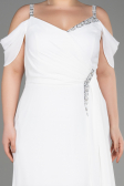 Robe De Soirée Grande Taille Mousseline Longue Blanc ABU3742