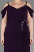 Robe De Soirée Grande Taille Longue Mousseline Violet Foncé ABU3742