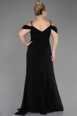 Robe De Soirée Grande Taille Longue Mousseline Noir ABU3742