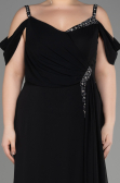 Robe De Soirée Grande Taille Longue Mousseline Noir ABU3742
