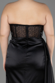 Robe De Graduation Grande Taille Longue Satin Noir ABU3855